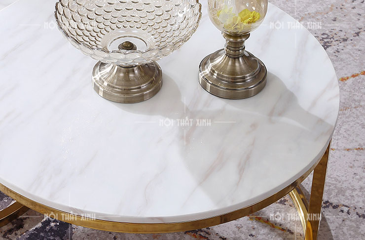 bàn trà tròn mặt đá MD18