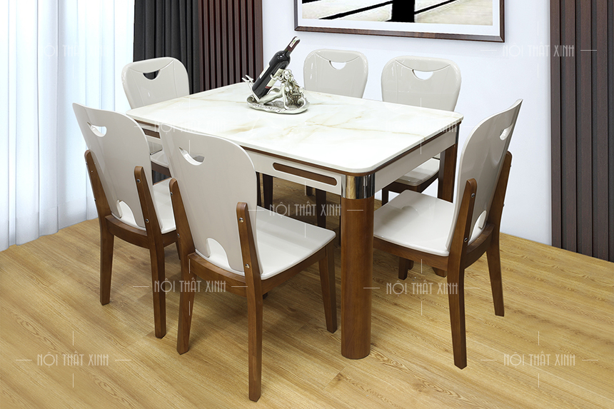 bo-ban-an-mat-da-hinh-chu-nhat-co-may-ghe-2 bộ bàn ăn mặt đá hình chữ nhật