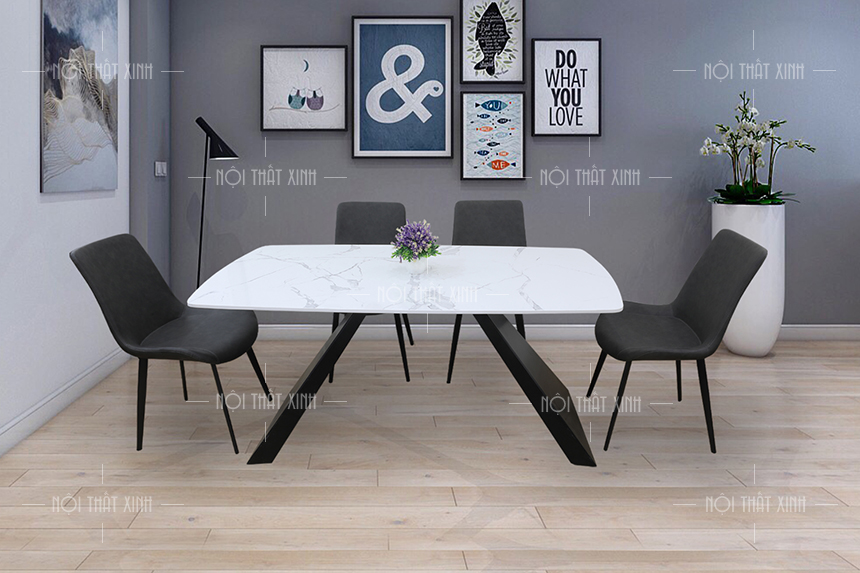 BST bộ bàn ăn cao cấp nhập khẩu chân sắt mặt đá đẹp nhất
