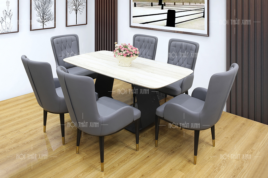 BST bộ bàn ăn cao cấp nhập khẩu chân sắt mặt đá đẹp nhất