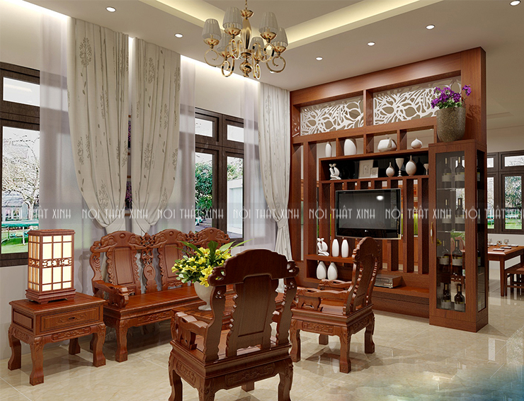 cách trang trí phòng khách bằng đồ gỗ