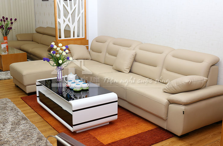 Bộ ghế sofa da cao cấp có thiết kế sang trọng, tinh tế.