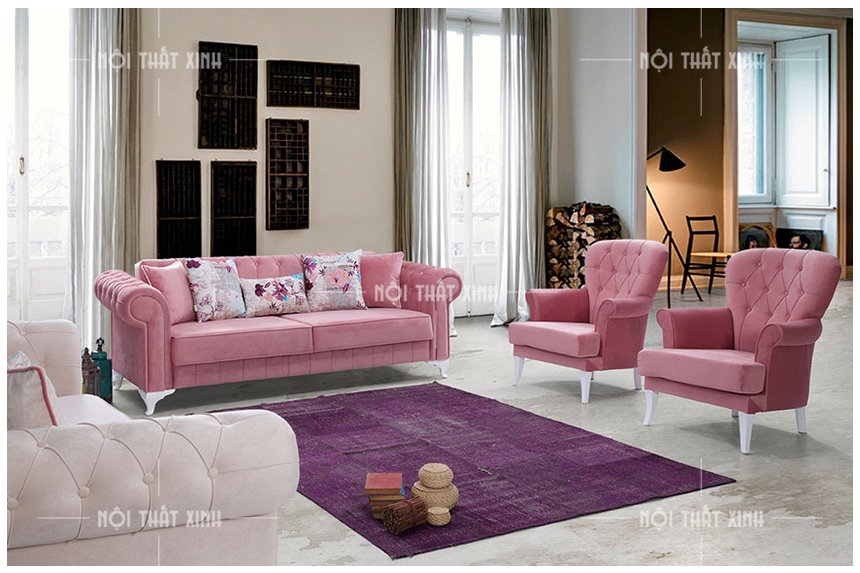 ghế sofa màu hồng