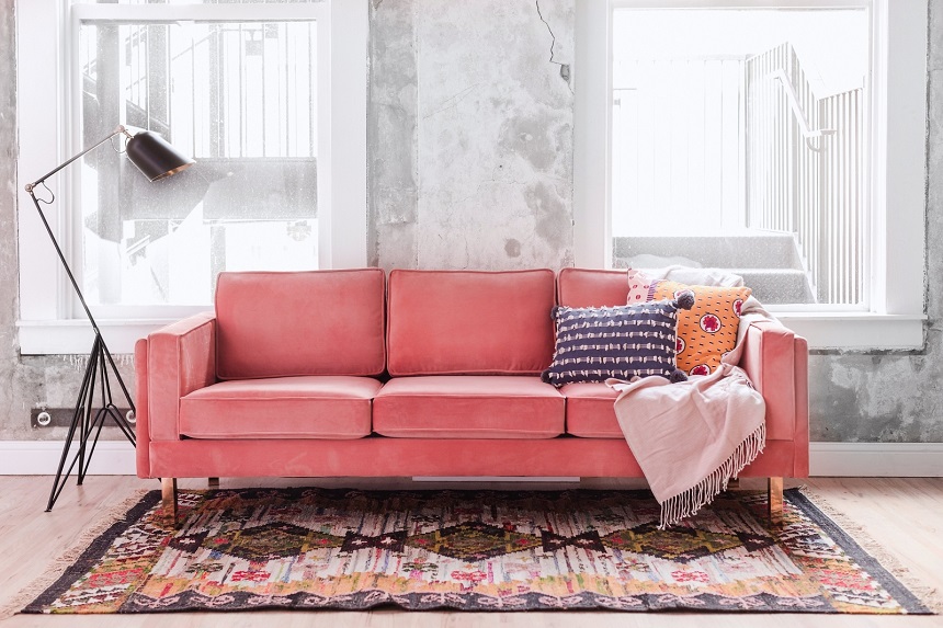 ghế sofa màu hồng