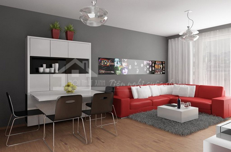 mẫu ghế sofa phòng khách có gam màu tương phản