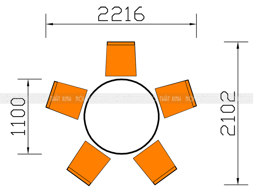 kích thước bàn ăn 6 người