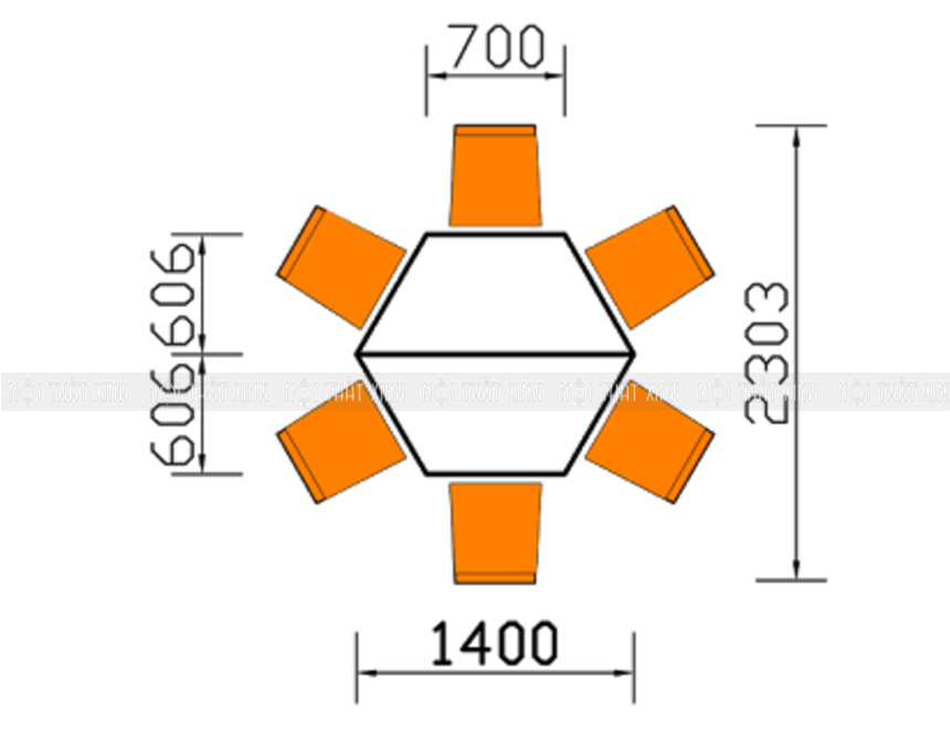 kích thước bàn ăn 6 người