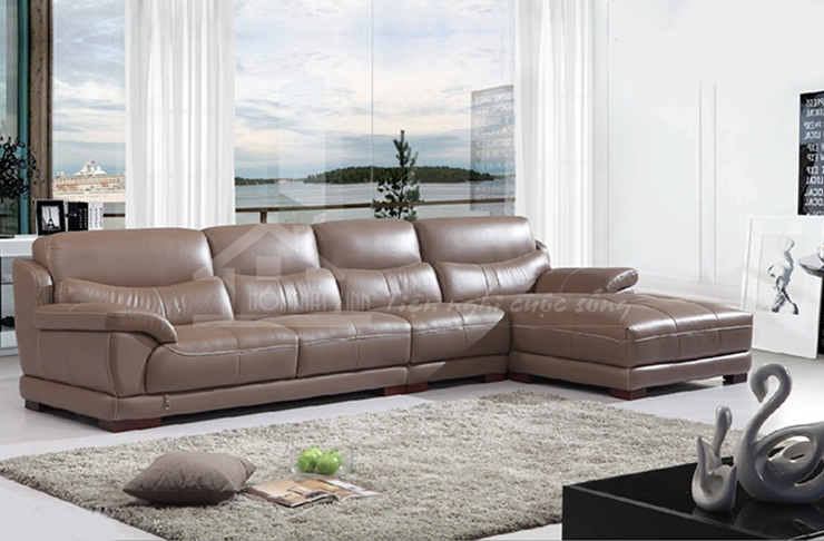 Tông màu nâu góp phần giúp bộ sofa da tăng thêm sức chút sang trọng hơn