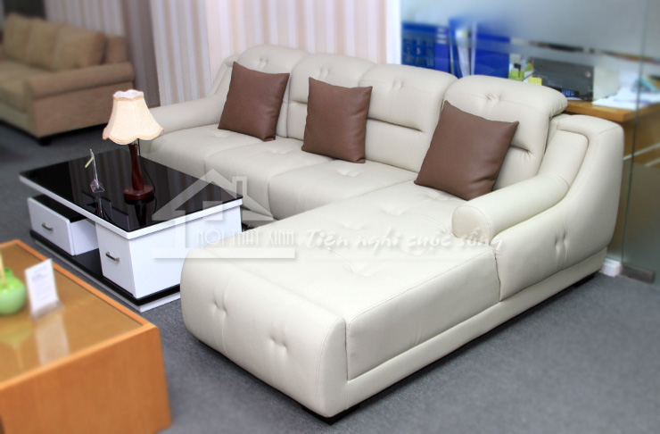 Bộ sofa da dep tông màu trắng bán tại Nội Thất Xinh mã NTX06