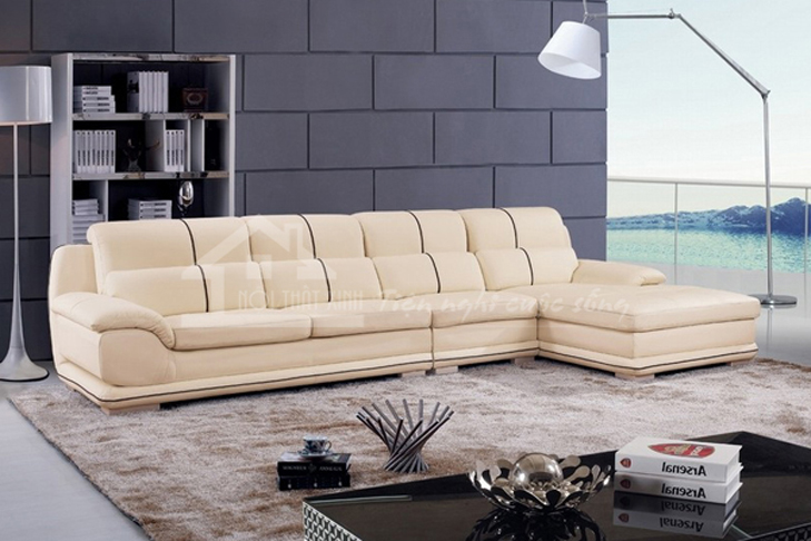 Bộ ghế sofa đẹp XDE10 tông màu trắng sữa đẹp mắt