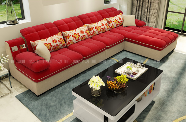 Ghế sofa góc bọc vải cho phòng khách