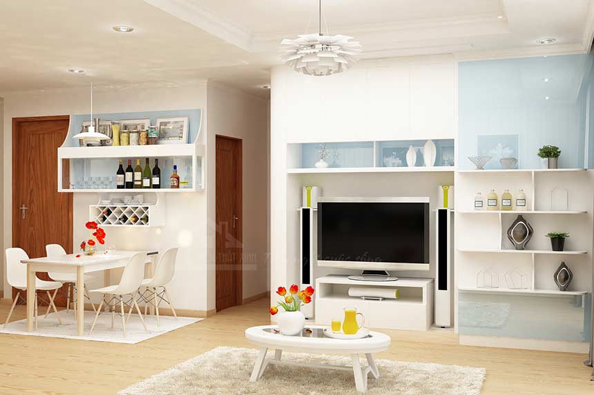 thiet-ke-noi-that-r6-royal-02 Phòng khách thiết kế mở nối liền với không gian nội thất phòng bếp