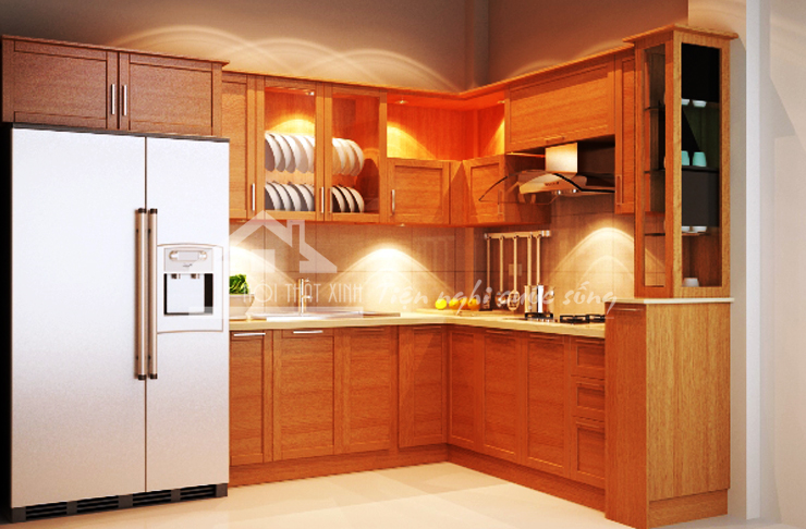 Mẫu tủ bếp đẹp chất liệu gỗ sồi cao cấp mã XGS04