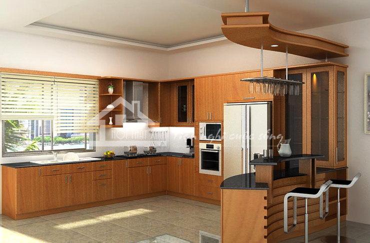 Vẻ đẹp cực kì ấn tượng của mẫu tủ bếp gỗ sồi XGS05